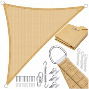 Żagiel Przeciwsłoneczny Trójkąt 4,2 x 4,2 x 6 m Piaskowy HDPE Kesser