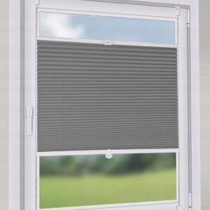 Roleta plisowana szara 45 x 130 cm bez wiercenia