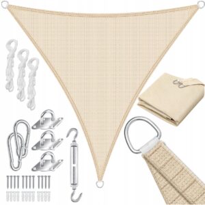 Żagiel przeciwsłoneczny 3x3x3 m kremowy HDPE Kesser