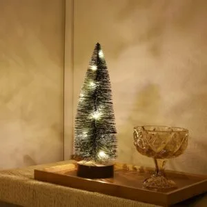 Mini Choinka Sztuczna Na Pniu 30cm Sztuczny Śnieg Led Salcar