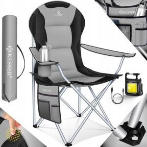 Krzesło Kempingowe Wędkarskie Składane z kieszeniami + torba KESSER