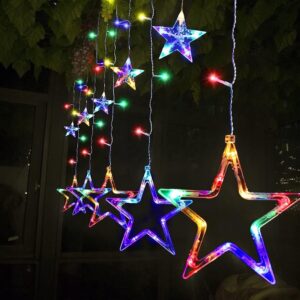 Kurtyna świetlna LED 2 x 1 m Gwiazdki kolorowe lampki Salcar