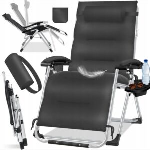 Leżak ogrodowy Składany 200 kg regulowany Antracyt Kesser