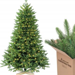 SALCAR Choinka zielona z drewnianym stojakiem 1,8m LED