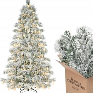 SALCAR Choinka biała z metalowym stojakiem 2,1 m z lampkami LED