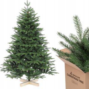 SALCAR Choinka zielona z drewnianym stojakiem 1,2m jodła