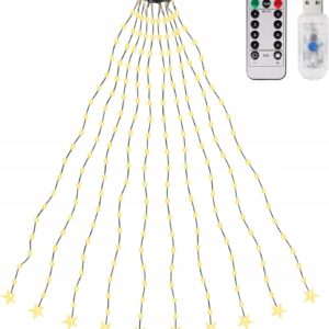 Lampki choinkowe z pierścieniem 2m 10 pasm 200 diod LED Ciepła biel Gwiazdy