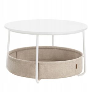 Okrągły stolik kawowy ze schowkiem kosz nowoczesny 75 cm VASAGLE