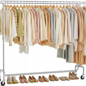 Wieszak na ubrania na kółkach rozsuwany 110 kg chromowany SONGMICS