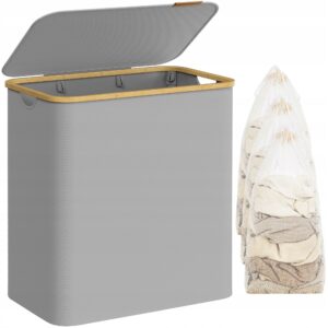 Kosz na pranie 3 komory 150L z pokrywką składany Oxford Songmics