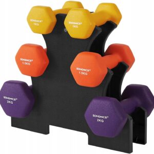 Zestaw hantli 6 sztuk stojak do ćwiczeń fitness SONGMICS