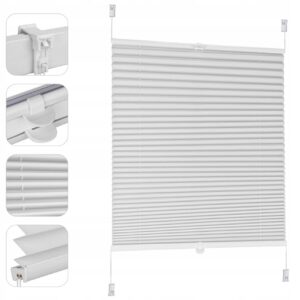Roleta plisowana biała 75 x 200 cm bez wiercenia Sekey