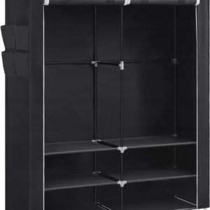 Szafa materiałowa 127 cm z półkami i drążkiem czarna SONGMICS