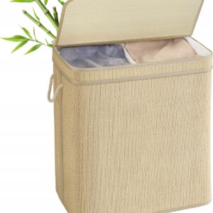 Kosz na pranie 130L bambusowy 2 komory z pokrywą SONGMICS