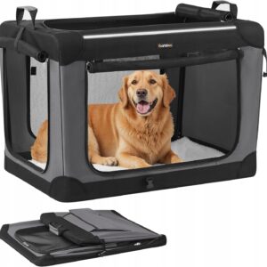Klatka dla psa składana XL 36 cali transporter czarna Feandrea