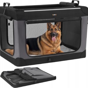 Klatka dla psa składana XXL 42 cale transporter czarna Feandrea
