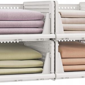 Organizery do szafy składane kosze modułowe 4 szt białe SONGMICS