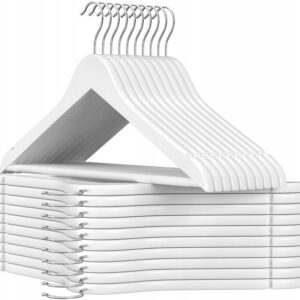 Drewniane wieszaki 20 szt antypoślizgowe białe SONGMICS