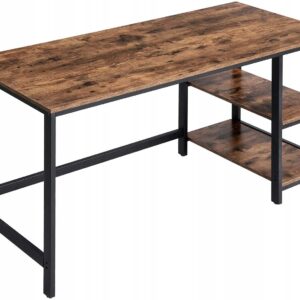 Biurko 140x60 cm z półkami industrialne loft VASAGLE