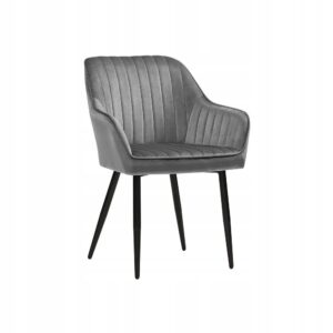 Krzesło tapicerowane welur z podłokietnikami szare SONGMICS