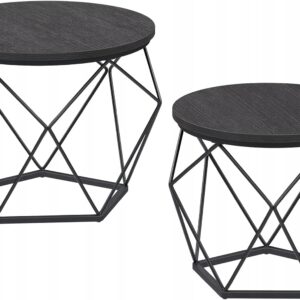 Zestaw 2 stolików kawowych nowoczesny zdej. blat VASAGLE czarny