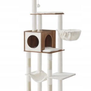 Duże drzewko dla kota 165 cm z legowiskiem i huśtawką drapak FEANDREA