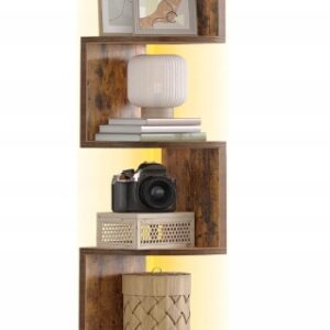 Półka narożna wisząca 5 poziomów LED vintage VASAGLE