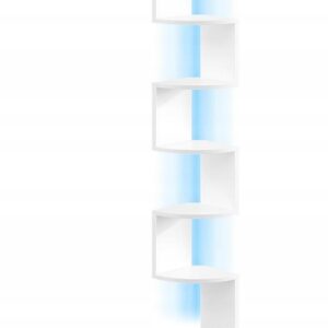 Półka narożna wisząca LED RGB 5 poziomów biała VASAGLE