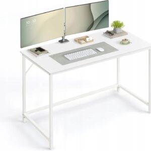 Biurko 120x60 cm nowoczesne białe metalowa rama VASAGLE