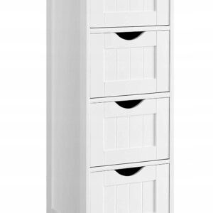 Szafka boczna wiejska biała komoda MDF do łazienki 82 cm VASAGLE