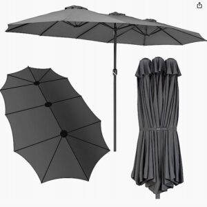 Parasol ogrodowy Sekey podwójny 300x160 cm UV50 korba ciemnoszary