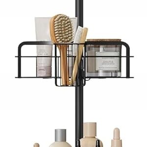 Regał prysznicowy bez wiercenia 4 półki regulowany czarny Songmics