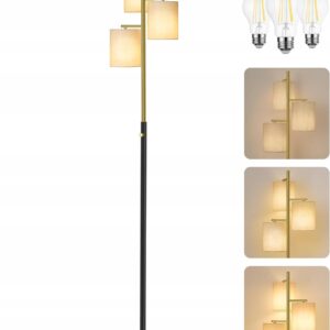Lampa podłogowa stojąca 3 źródła złoto czarna regulowana Vasagle