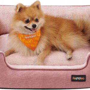 Legowisko dla psa 70x55 cm sofa z bokami różowe Feandrea