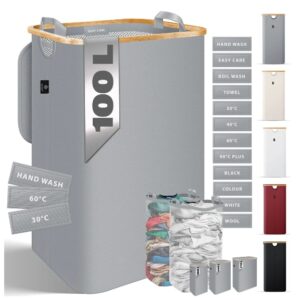 Kosz na pranie z pokrywą składany pojemnik na pranie poj. 100l Szary