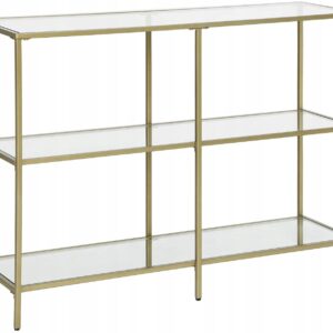 Konsola złota 100 cm z półkami szkło hartowane VASAGLE