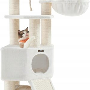 Drapak dla kota 141 cm legowisko hamak budka tunel kremowy FEANDREA