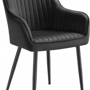 Krzesło welurowe z podłokietnikami czarne loft SONGMICS