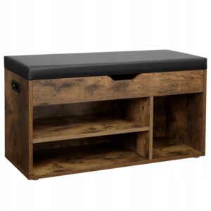 Ławka na buty z siedziskiem i schowkiem 80 cm VASAGLE rustykalna