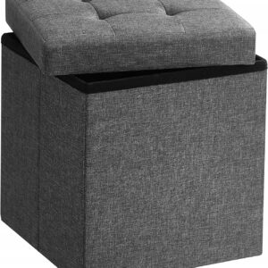 Składany stołek z pojemnikiem podnóżek siedzisko 30x30 cm Songmics