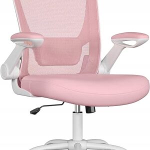 Krzesło biurowe ergonomiczne siatkowe różowe regulowane Songmics