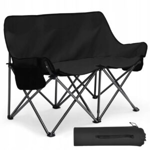 Składana sofa campingowa 2 osobowa Krzesło kempingowe 150 kg czarna Sunula