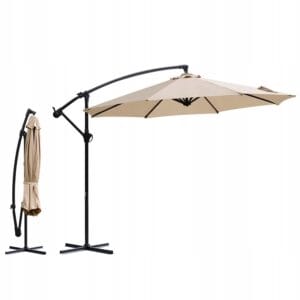 Parasol ogrodowy 300 cm korba UV50 stabilny aluminium beżowy Sekey