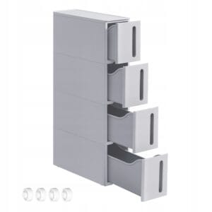 Szafka na kółkach z 4 szufladami szara organizer regał do łazienki