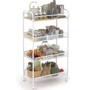 Wózek kuchenny na kółkach 4 półki wąski Sekey biały