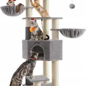 Drapak dla kota 160 cm duży z legowiskami i budką Feandrea