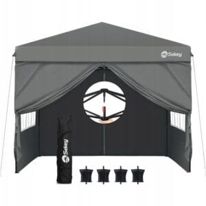 Pawilon ogrodowy 3x3m z 4 ściankami wodoodporny UV50+ szary Sekey