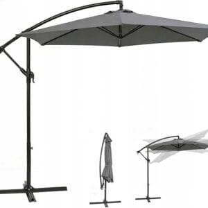 Parasol ogrodowy 3m UV50+ z korbą duży stabilny taras szary Sekey