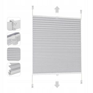Roleta plisowana jasnoszara 70 x 130 cm bez wiercenia Sekey