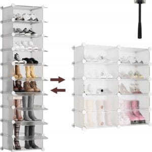 Szafka na buty 10 poziomów organizer na 20 par stabilny biały Sekey